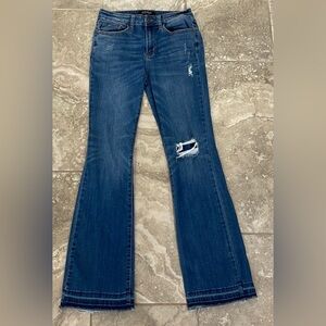 Judy Blue Denim Patch Mid Rise Slim Boot Cut Size 5/27